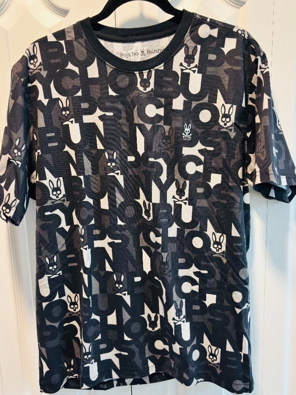Psycho Bunny Men's Gray Camo Graphic XL T-Shirt Premium Cotton Designer Tee